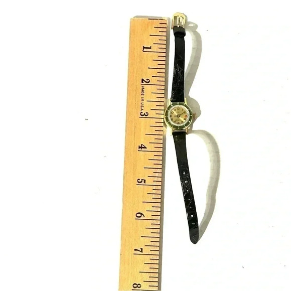 Vtg JAI 17 Jewels Shock Resistant Wrist Watch Swiss Base Metal Genuine Croc Band - Picture 9 of 10